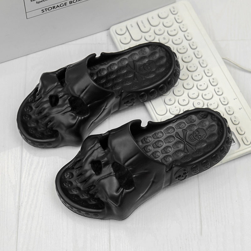 Personalized Skull Design - Halloween Slippers Bathroom Indoor Outdoor Funny Slides Beach Shoes