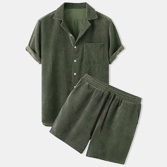 Corduroy Short Sleeve Suit - Two Piece
