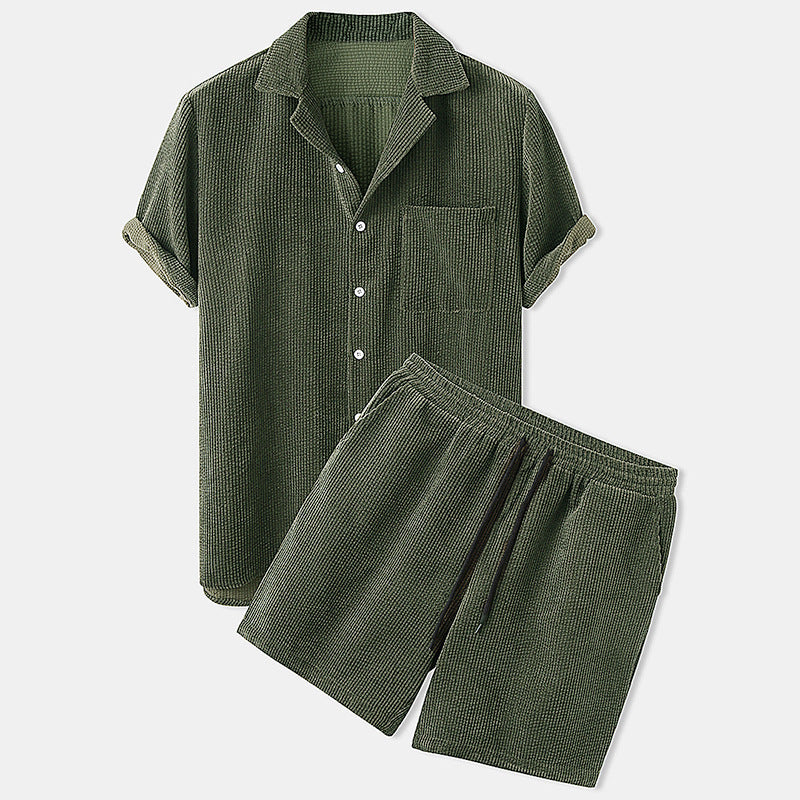 Corduroy Short Sleeve Suit - Two Piece