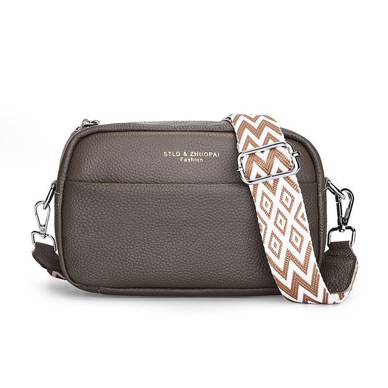 Simple Shoulder Messenger Bag - Top Layer Cowhide Small Square Bag