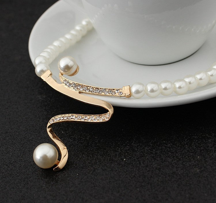 European Fashion Crystal Pearl Bridal Jewelry Set – Necklace & Earrings for Weddings (CMT058)