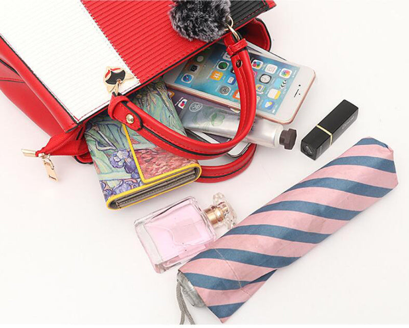 Women Hairball Ornaments - Totes Patchwork Handbag