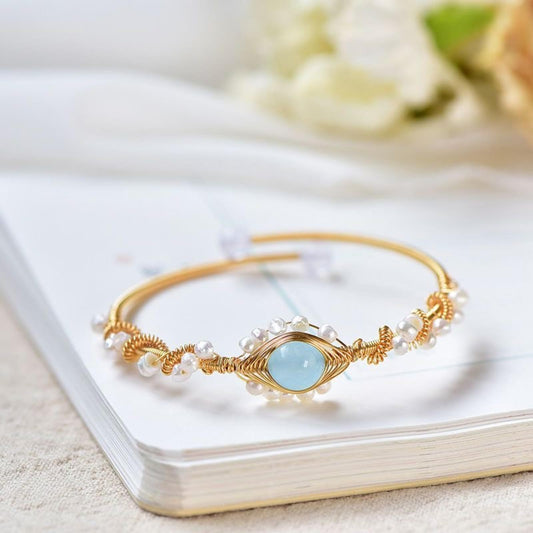 Pearl Bracelets For Women - Gold Plating Pearl Bracelet Gold Wire Braided Vintage Style Bracelets Cuff Bracelets Fashion Bracelet