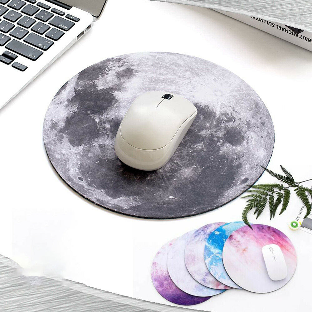 Space Round Mouse Pad - PC Gaming Non Slip Mice Mat For Laptop Notebook Computer Gaming Mouse Pad