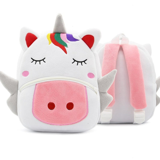 Children School Backpack - Cartoon Rainbow Design, Soft Plush Material For Toddler, Baby Girls Kindergarten Kids School Bags