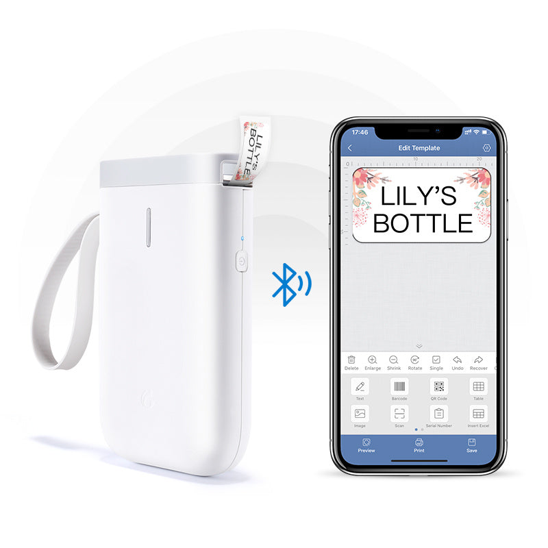 D11 Label Printer - Bluetooth-compatible, Household Non Drying Label Machine, Fast Printing Home Use Office