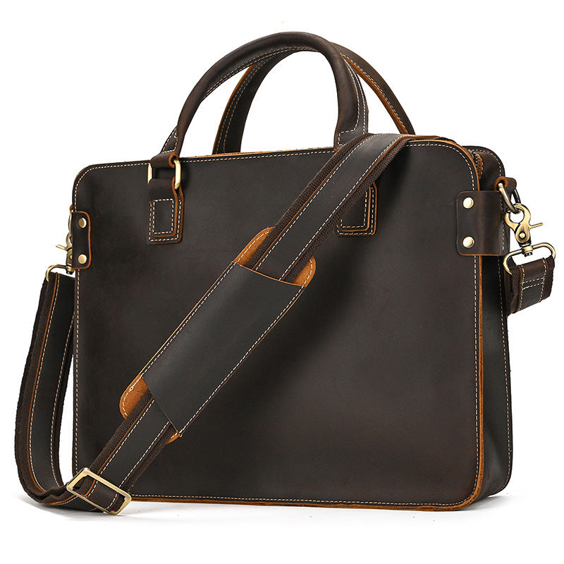 14-inch Commuter Business Briefcase - Retro Crazy Horse Leather Briefcase
