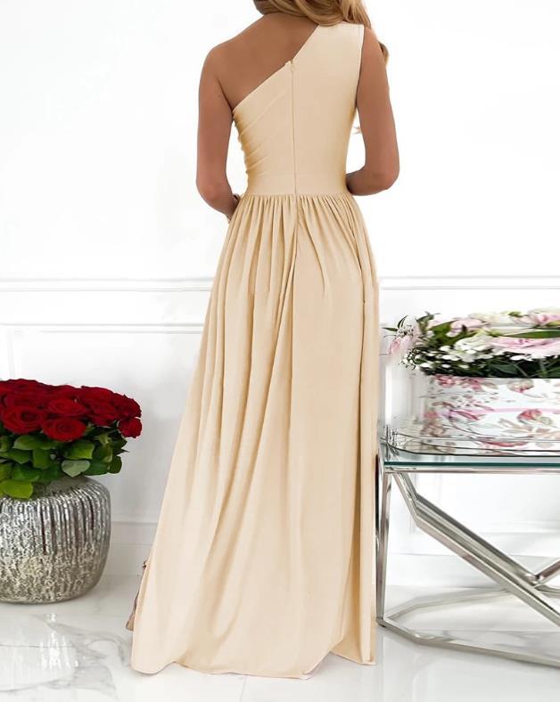 One Shoulder Cutout High Split Maxi Dress – Elegant & Sexy Party Vibes