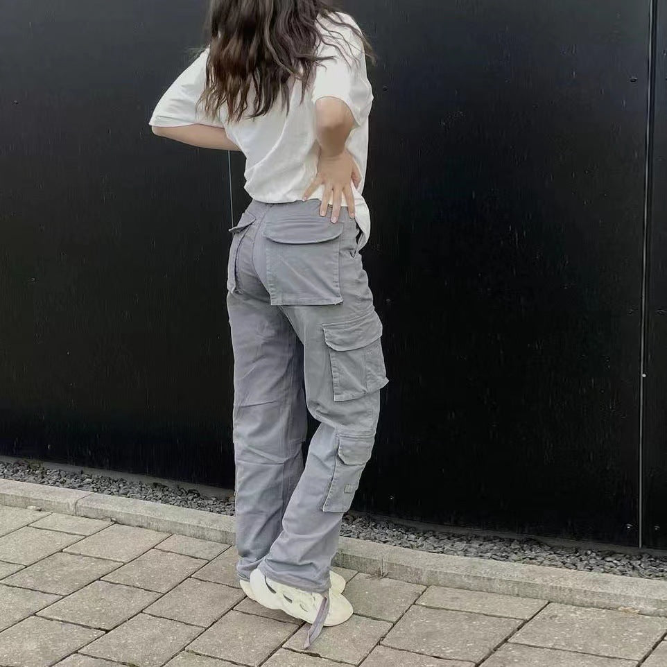 Street Hip-hop Trousers With Pockets - Low Waist Overalls Fashion Casual Cargo Pants