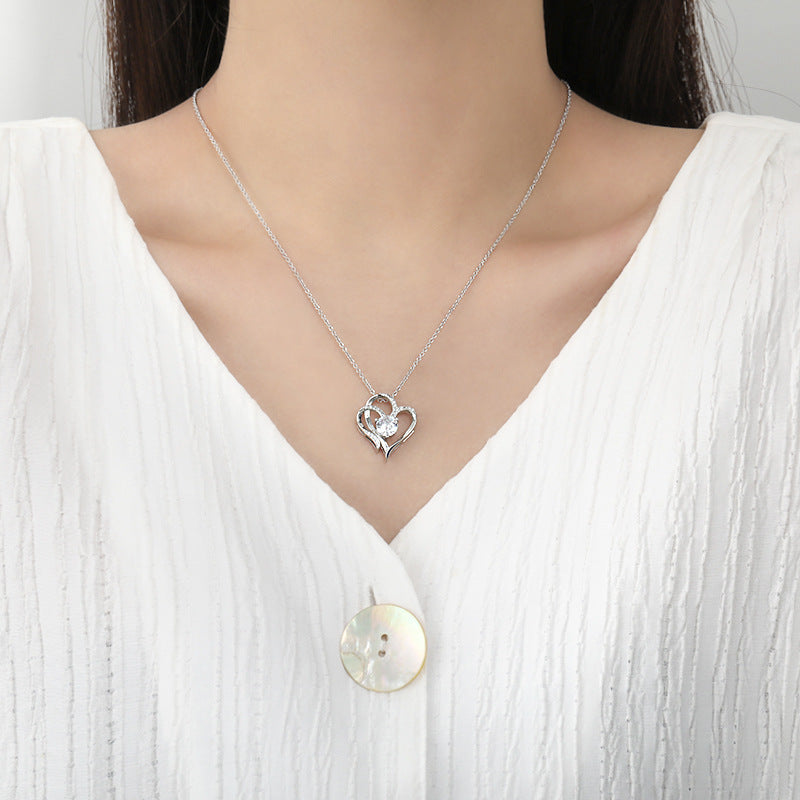 ✨ Double Heart Zircon Necklace – Sparkle with Love & Elegance ✨Zircon Double Love Necklace With Rhinestones Ins Personalized Heart-shaped Necklace Clavicle Chain Jewelry For Women Valentine's Day Love Necklace - JumoShop