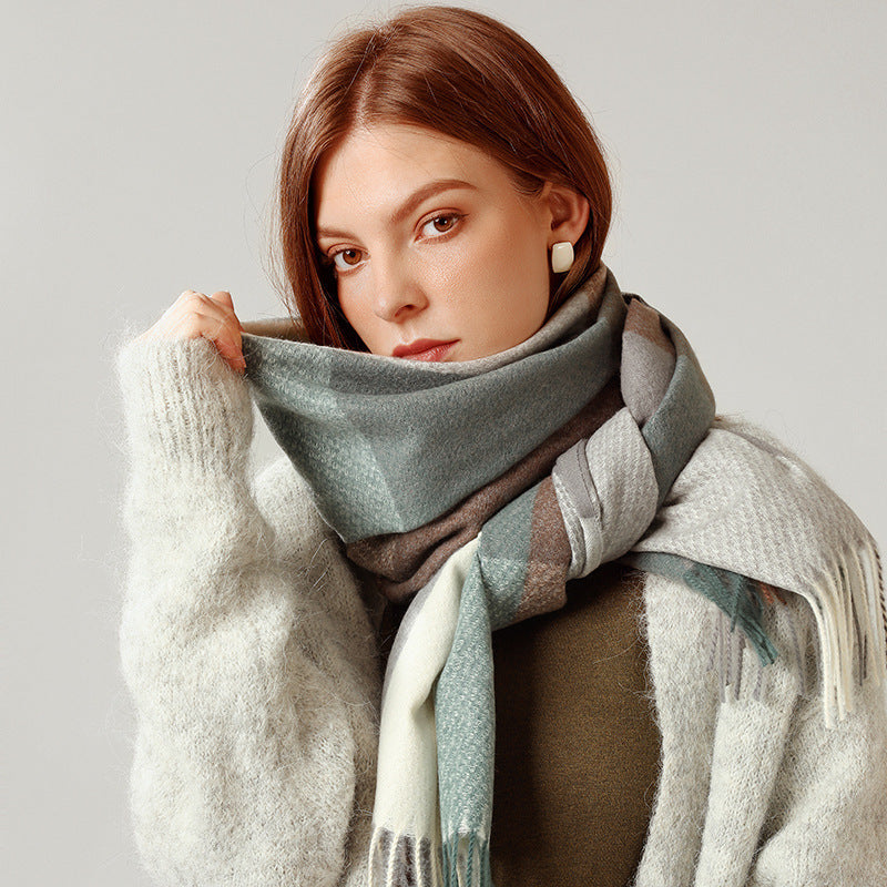New Cashmere Tassel Thick Cold And Warm Scarf