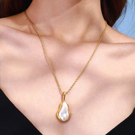 Women Stainless Steel Pearl Necklace