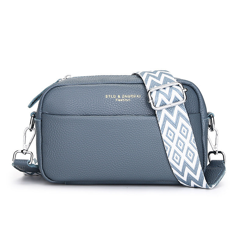 Simple Shoulder Messenger Bag - Top Layer Cowhide Small Square Bag