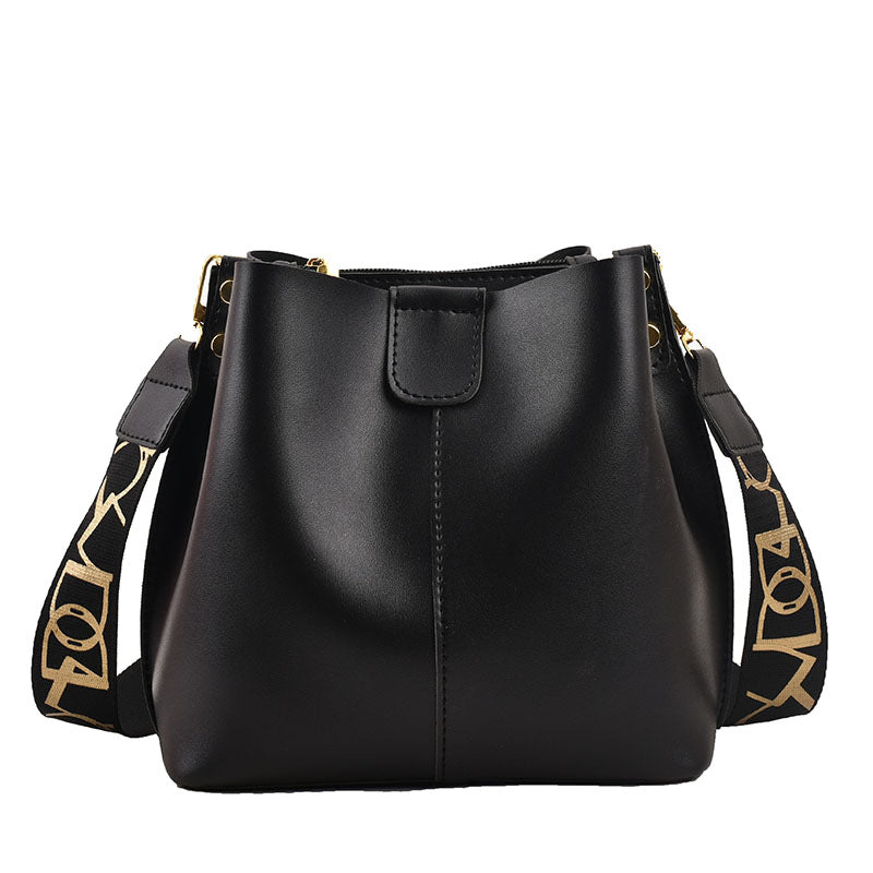 French Minority Design - Simple Wide Shoulder Strap Bucket Bags Female