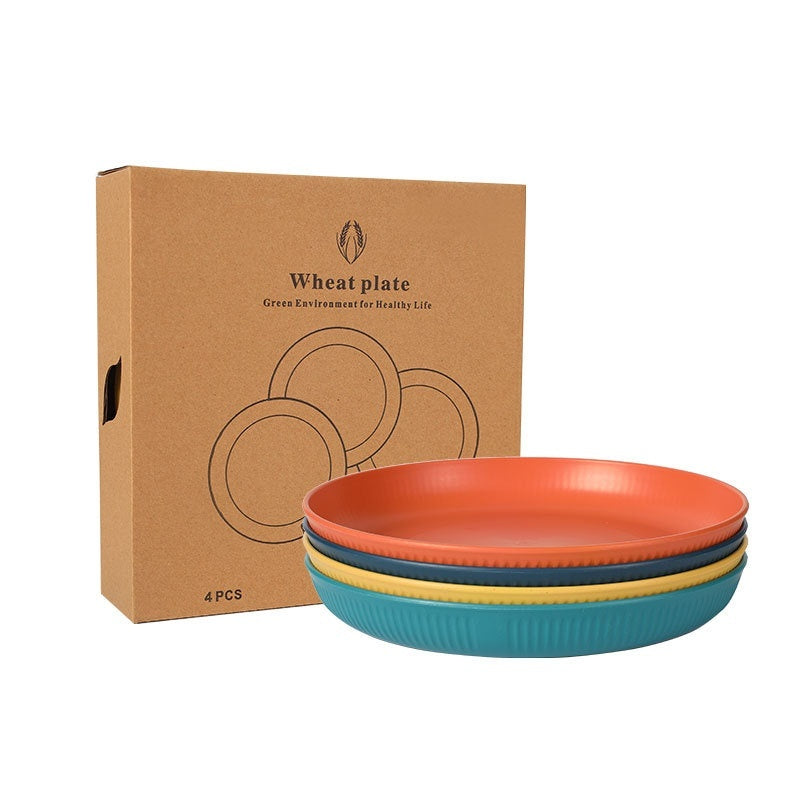 Wheat Straw Vertical Grain Bowl Saucers 4 Pack