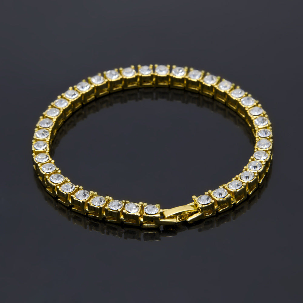 Tin Alloy Gold Color Iced Bracelet - Men's Hip Hop Chain Street Rock Jewelry