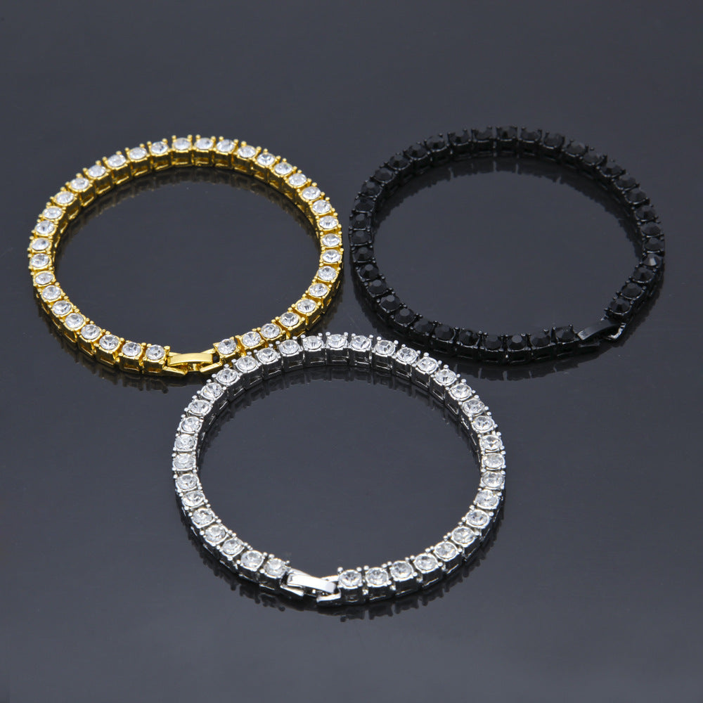Tin Alloy Gold Color Iced Bracelet - Men's Hip Hop Chain Street Rock Jewelry