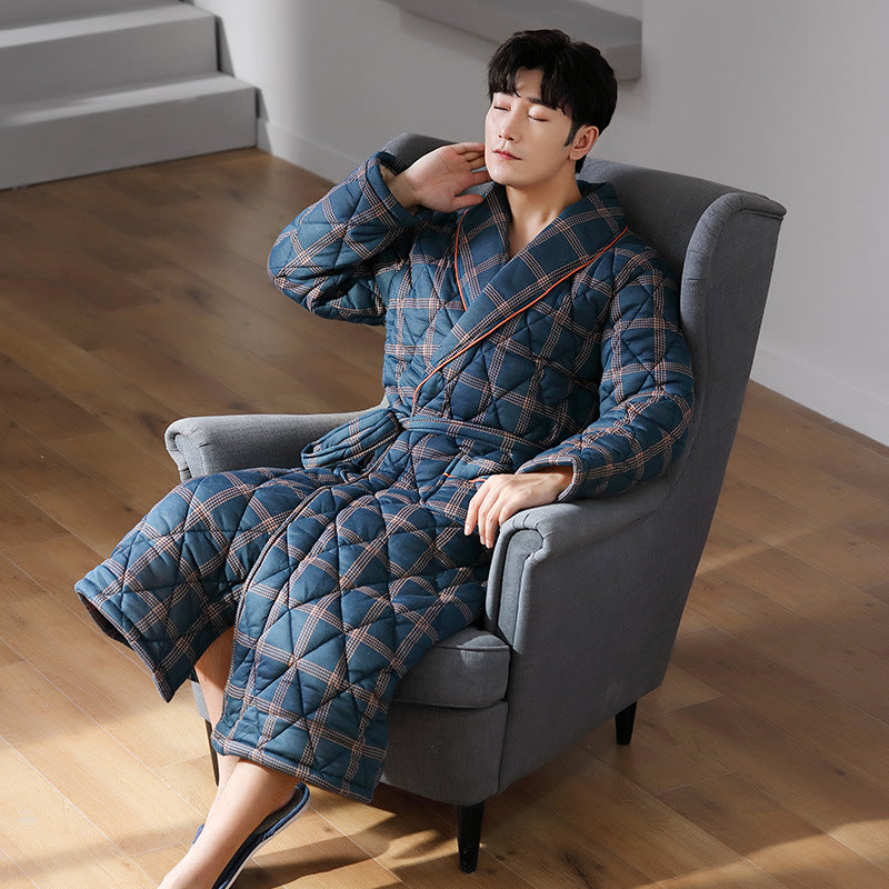 Pure Cotton Long Sleeved Autumn And Winter Bathrobe