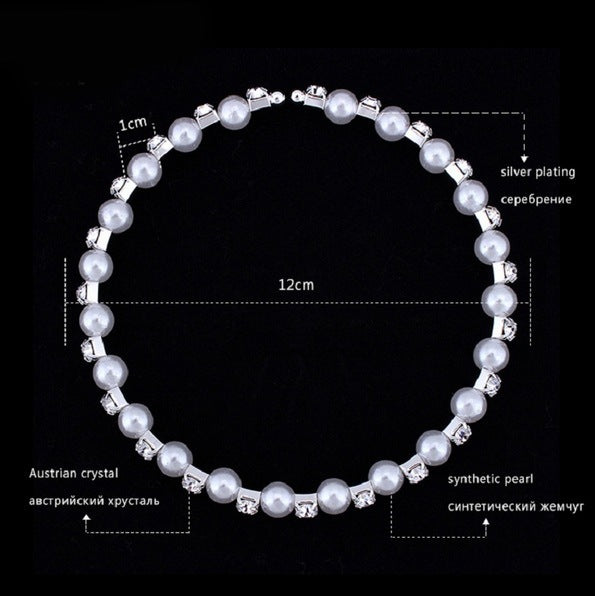 Handmade Pearl & Rhinestone Bridal Jewelry Set – Necklace, Earrings & Bracelet | Wedding Accessories