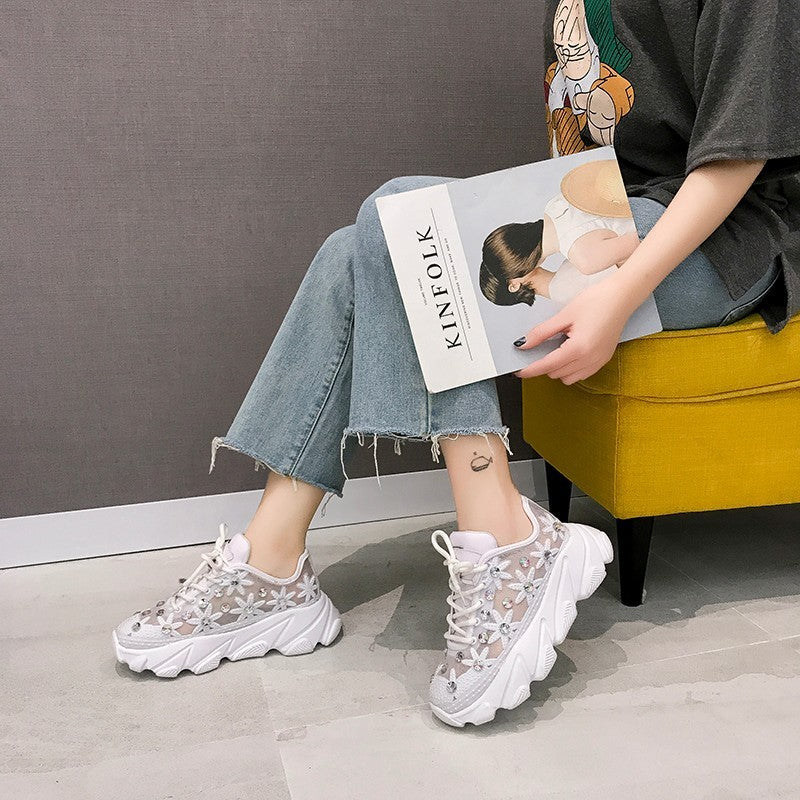 Women's Shoes Korean Mesh Breathable Thick-soled Shoes