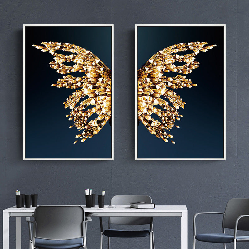🦋 Golden Butterfly Wings Decorative Painting – Elegant Matte Wall Art