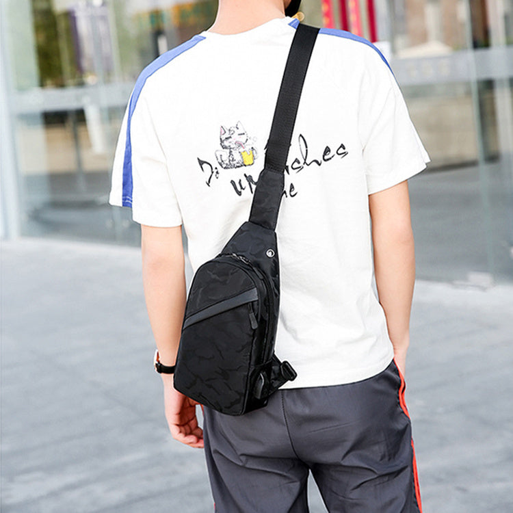 Camouflage Chest Bags - Men Crossbody Bag With Headphone Hole