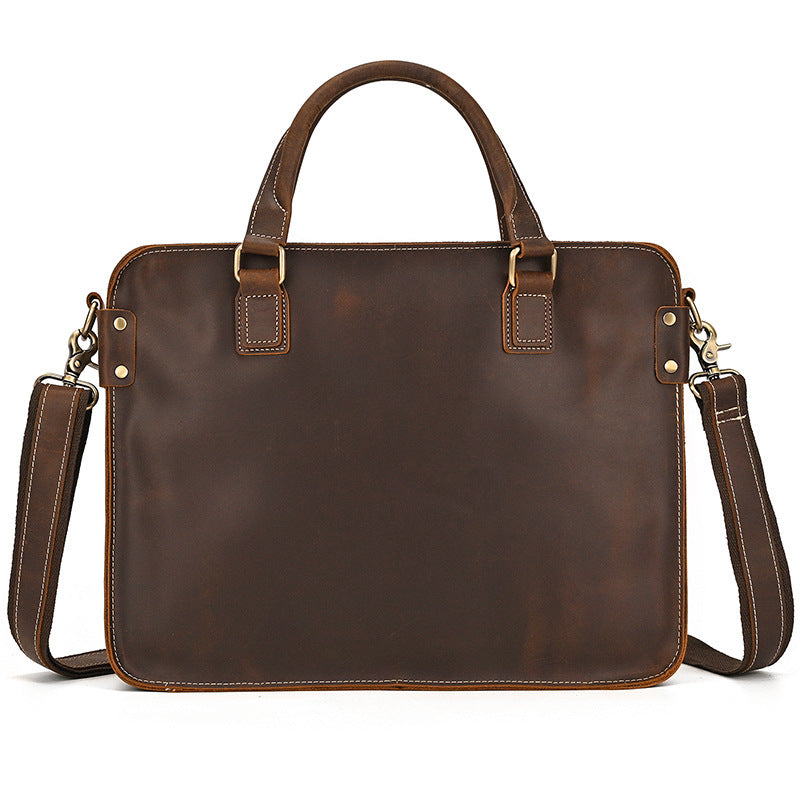 14-inch Commuter Business Briefcase - Retro Crazy Horse Leather Briefcase