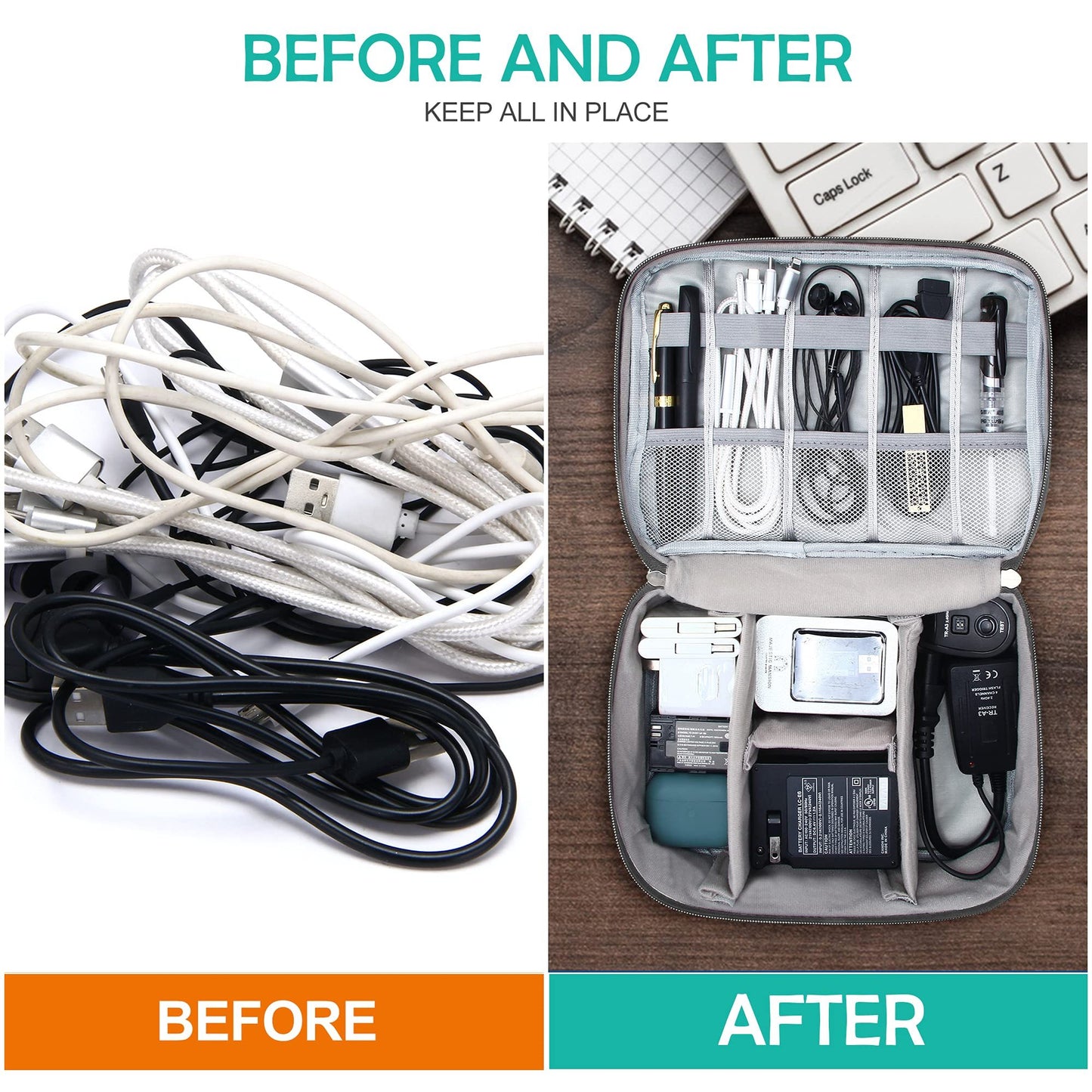 Electronics Organizer Travel Bag - Cable Organizer Waterproof Portable Digital Storage Bag Electronic Accessories Case - JumoShop