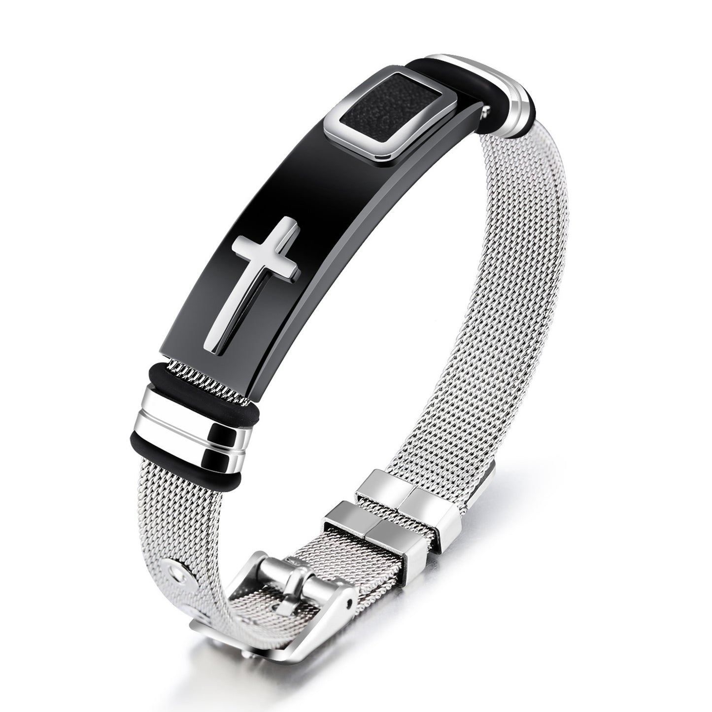 Steel Mesh Bracelet-  Gold Cross Titanium Steel Men's Personality Bracelet