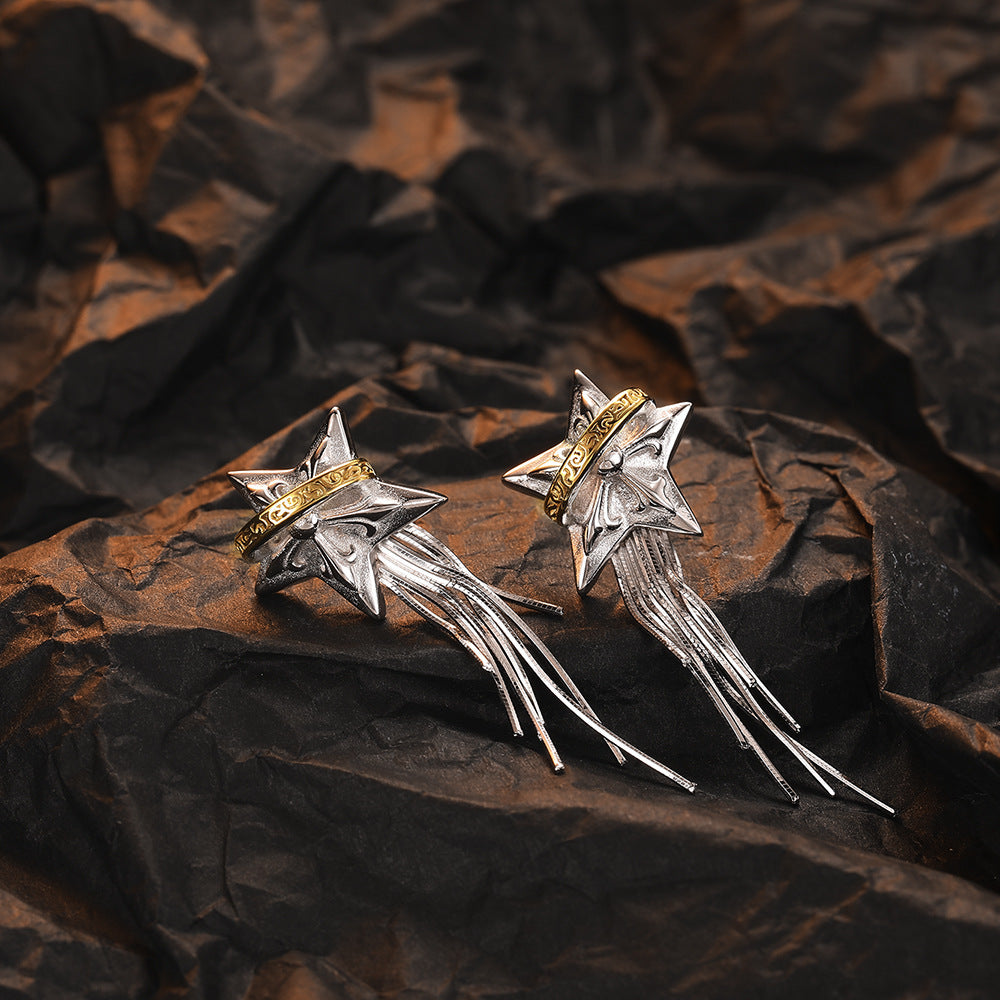 925 Sterling Silver Tassel Earrings – Niche Five-Pointed Planet Design! - JumoShop