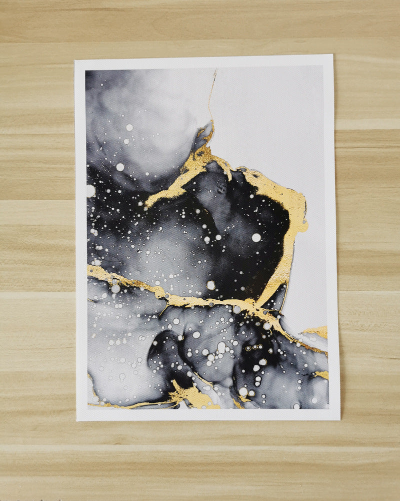 🖤 Black & White Abstract Marble Canvas Wall Art – Luxury Gold Stroke Modern Decor - JumoShop
