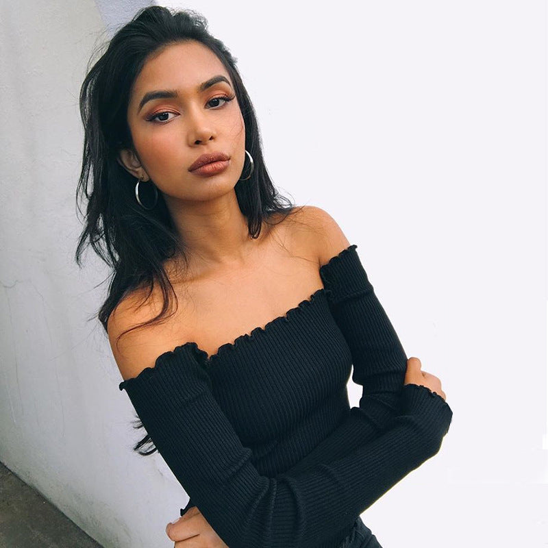 Sexy Off Shoulder Crop Long Sleeve Top - Black Red Crochet Women Brandy Elegant Short Tank Crop Tops Bustier