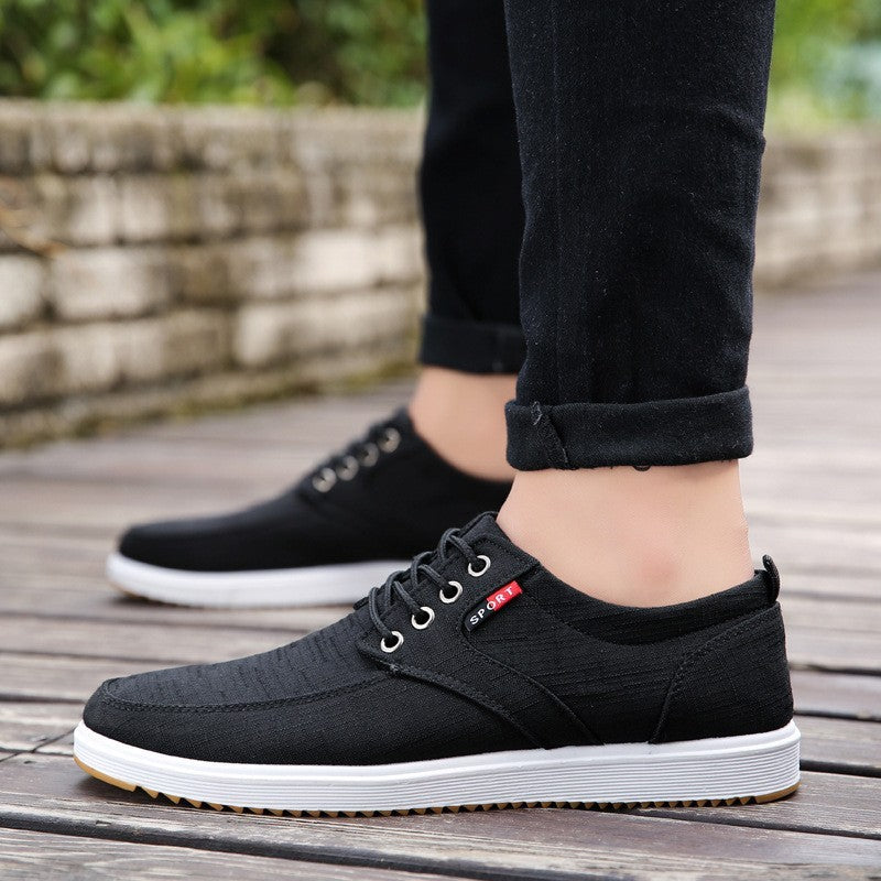Men's Lace-up Canvas Shoes - Casual Men Breathable Walking Flats Shoes