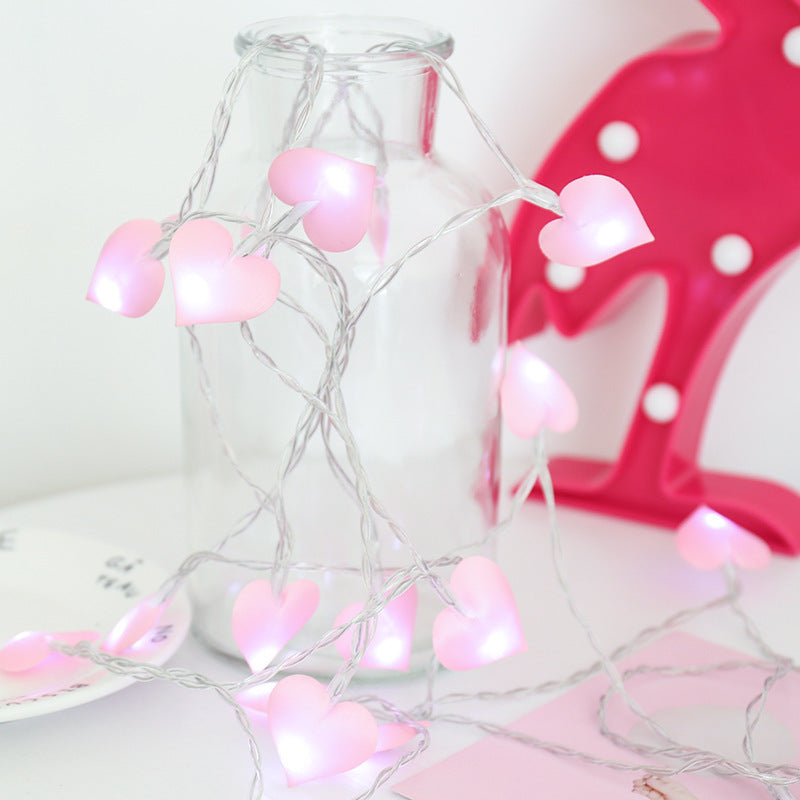 Led Lights -  Curtain Lights Fabric Peach Heart String Lights