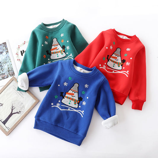 Christmas Snowman Velvet Padded Sweater
