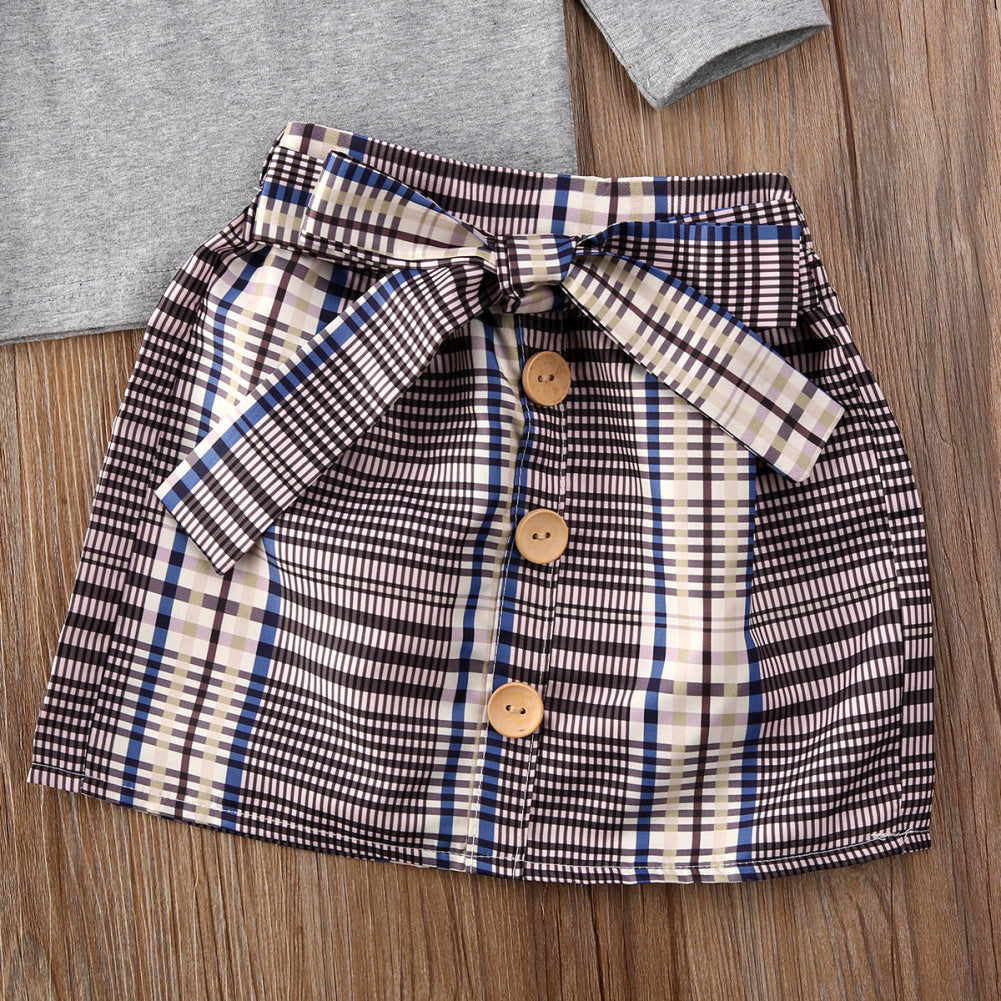 Cute Long Sleeve Top & Skirt Suit