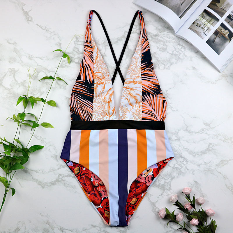 One-piece Swimsuit - Deep V Sexy Bikini