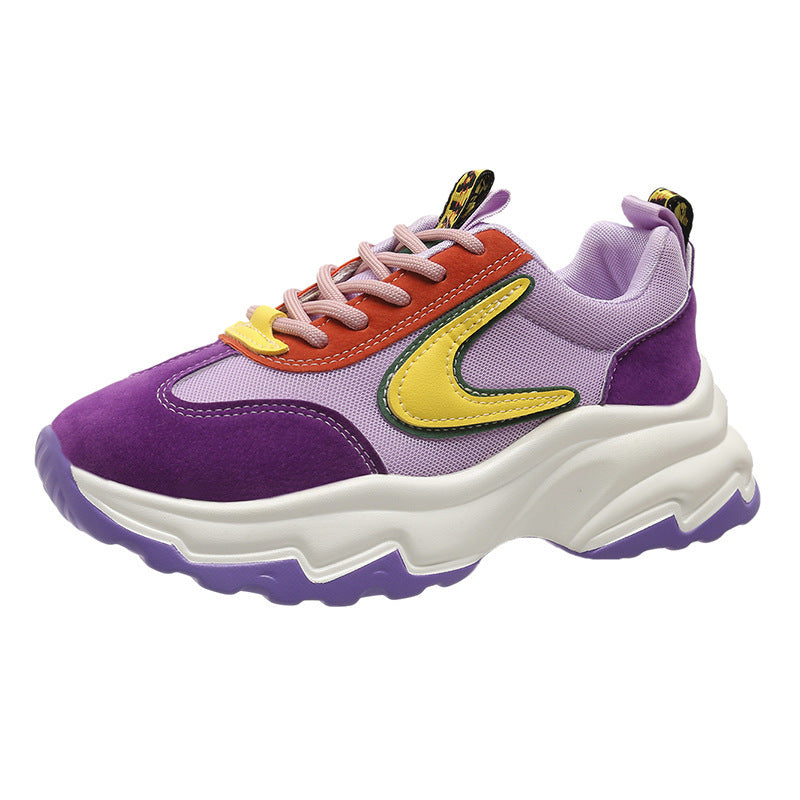 Mixed-color Lace -up Sneakers For Women