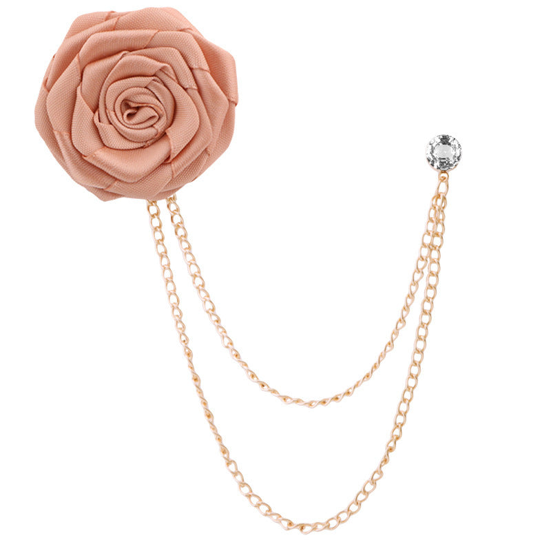 🌹Handmade Rose Brooch with Tassel – Elegant Unisex Suit Pin