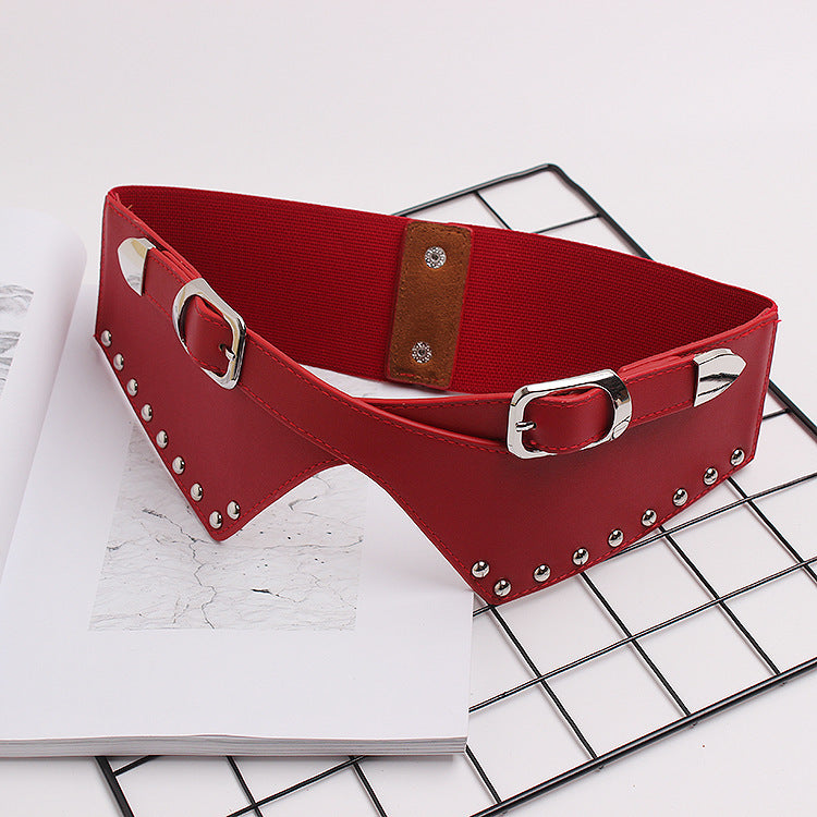 Women Skirt Belts - Decorative Dresses, Waist Closure, Elastic Elastic Rivets, Wide Belts