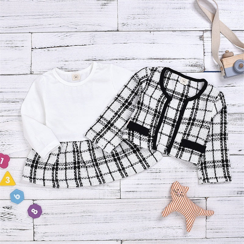 Elegant Baby Girl Two-Piece Dress Set – Adorable & Stylish for Every Occasion! Long-sleeved Dresses Two-piece Children's Baby Small Incense Wind Suit - JumoShop