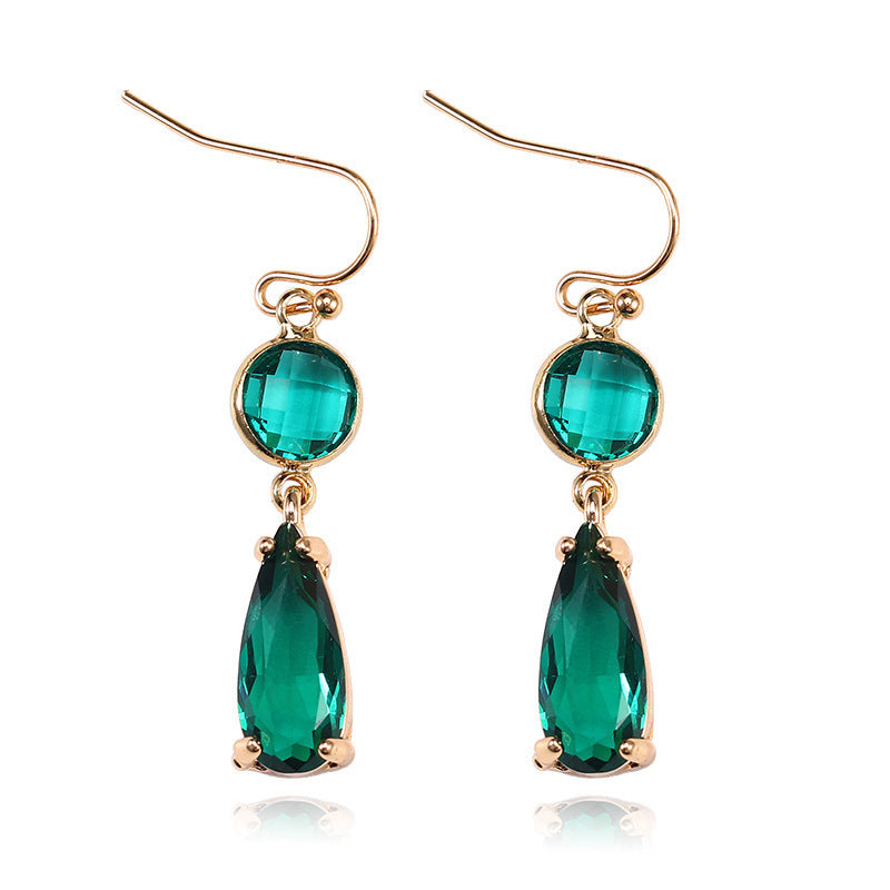 Geometric K9 Crystal Pendant Earrings – Copper Edging, Korean Style!