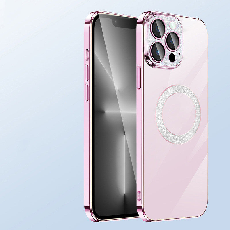 Electroplating Soft Diamond Ring Phone Case -  Drill Leakage Standard Mobile Phone Case Lens Film