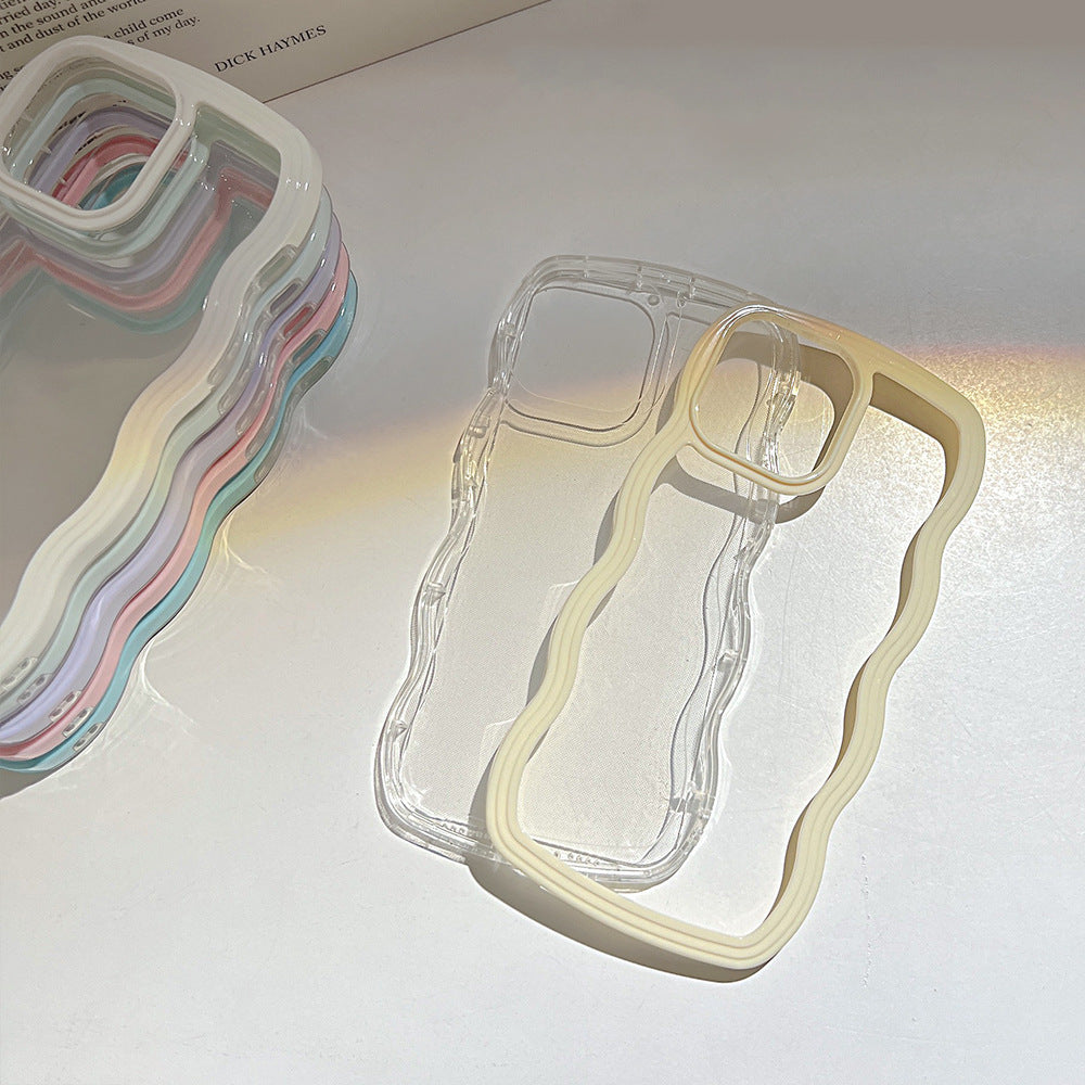 Wave Border Mobile Phone Case - Solid Color Simple Candy Color