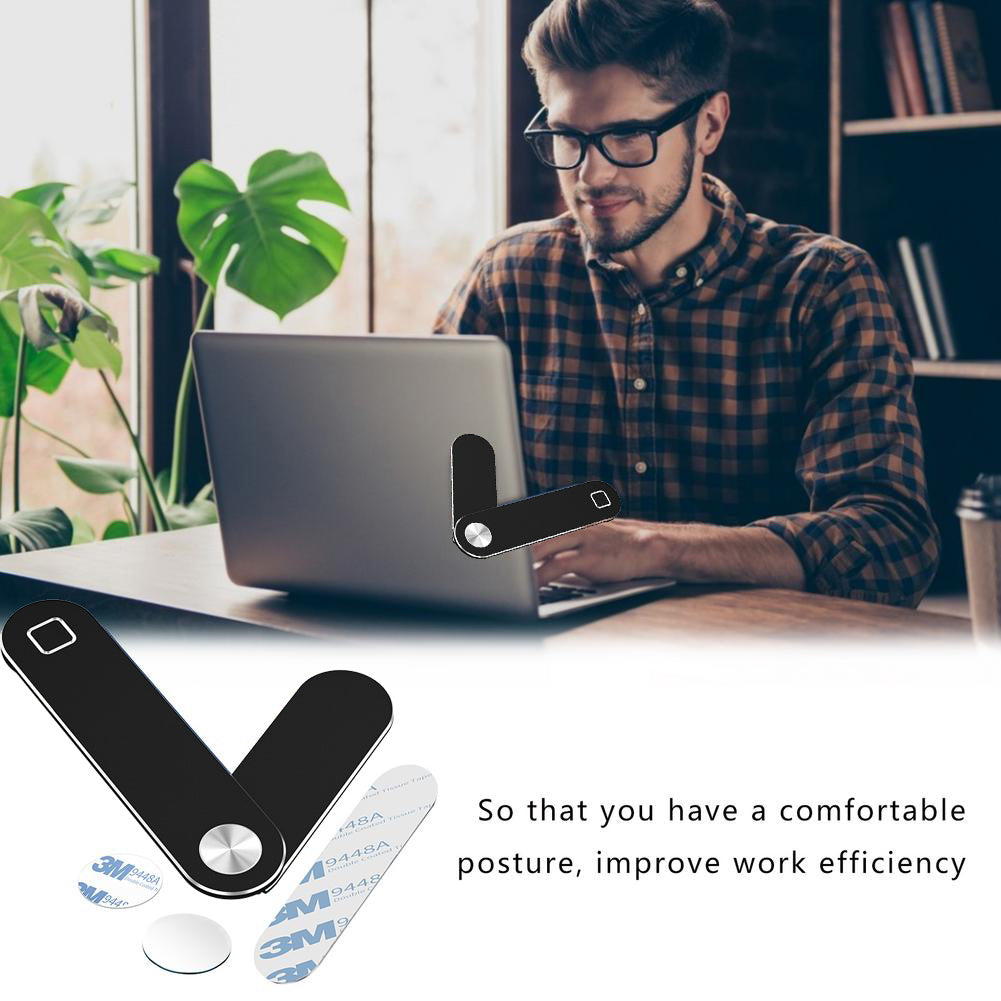 Laptop Phone Holder - Adjustable Laptop Side Mount Clip, Magnetic Laptop Monitor Mount, Computer Laptop Cellphone Stand Foldable Aluminum Expansion Bracket Tablet Clip For Dual Screen