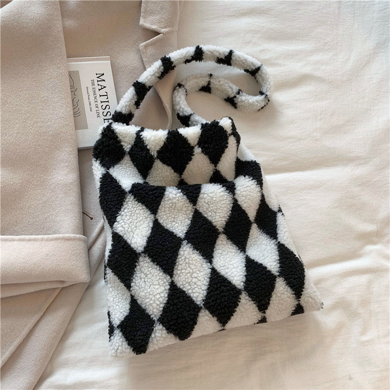Love Heart Shoulder Bags - Winter Plush Shopping Bags For Women