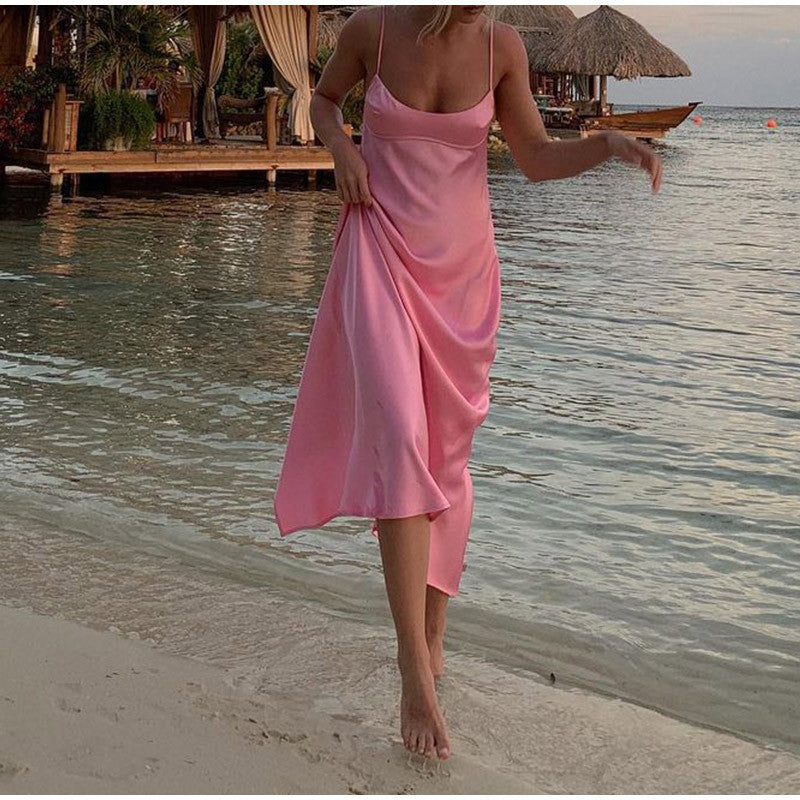 Camis Satin Long Dresses - Sexy Casual Backless Summer Dresses