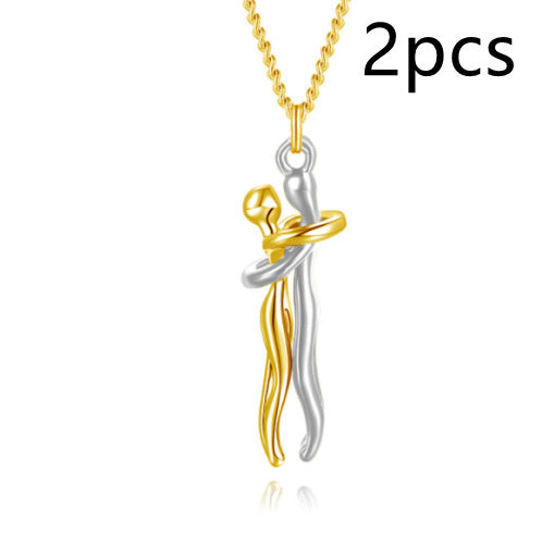 Love Hug Necklace - Unisex Men Women Couple Jewelry Chain Valentines Day Lover Gift
