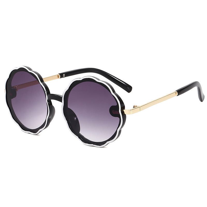 Kids Wave Frame Vintage Round Sunglasses