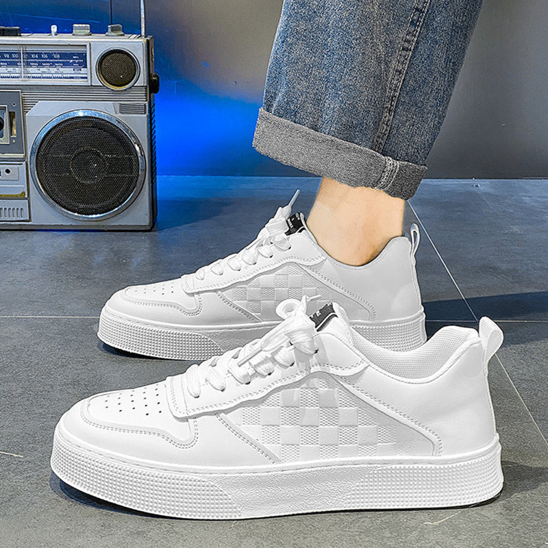 Casual Lace-up Sneakers - Men's Fashion Breathable Plaid Flats Shoes